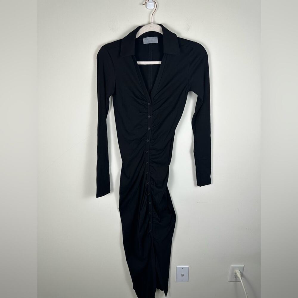 Modern Citizen Ruched Midi Dress Women XS Black Good Condition Long Sleeve Shirt